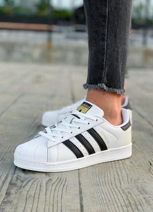 Adidas superstar белые/чёрные кроссовки адидас суперстар9 фото