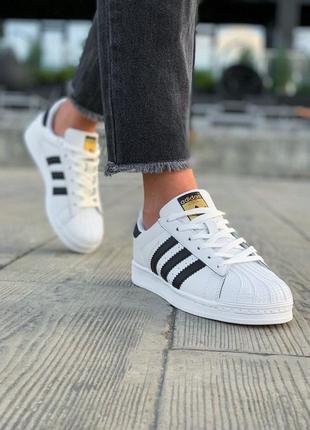 Adidas superstar белые/чёрные кроссовки адидас суперстар3 фото