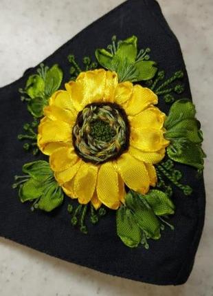 Тканинна маска багаторазова вишивка вишитая хенд мей hand made
