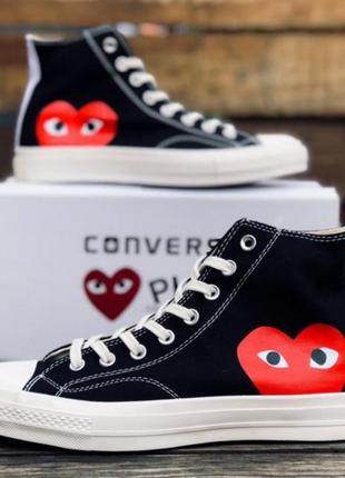 Converse comme des garcons чёрные высокие кеды конверсы с сердечком 💕