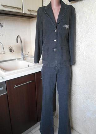 Винтажный стрейчевый джинсовый костюм8 фото