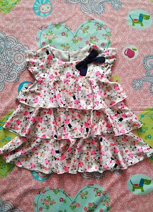 Нарядная блуза с котиками для девочки 7-8 лет