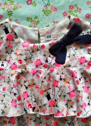 Нарядная блуза с котиками для девочки 7-8 лет2 фото