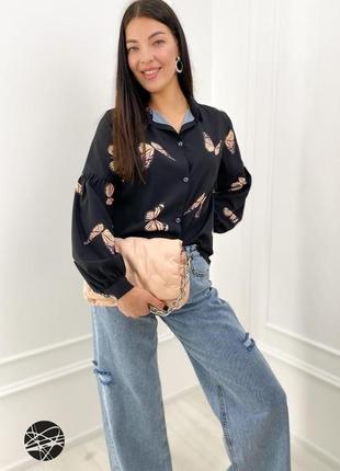 Сорочка з контрастним принтом