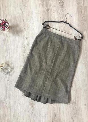 Твидовая тёплая юбка карандаш с рюшем1 фото