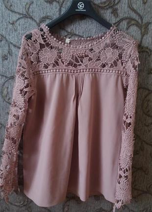Кофта блуза кружево цвет - пудра