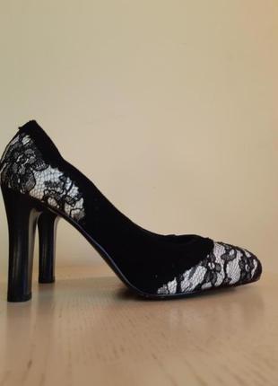 Corso como елегантные  туфли замша черная + кружево2 фото
