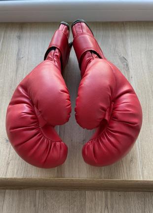 Чоловічі спортивні червоні рукавички для боксу 12 унцій hammer 12 oz1 фото