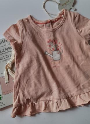 6-12 мес набор футболок для девочки lupilu детская футболочка био-хлопок гипоаллергенный футболка3 фото
