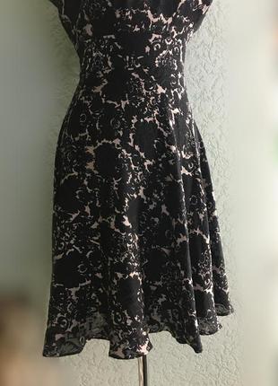 Платье винтажное pepperberry миди вырез хомут под шёлк шифоновое с напылением4 фото