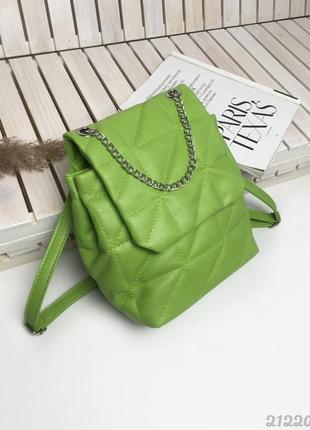 Салатовий стьобаний рюкзачок сумка, жіночий рюкзак сумка стьобаний зелений