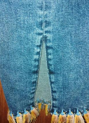 Крутые укороченные джинсы кюлоты с разрезами2 фото