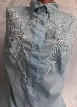 Блузка рубашка вышивка ришелье ручная работа винтаж лен4 фото