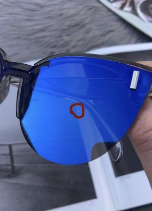 Уценка солнцезащитные солнечные зеркальные очки лисички, сонячні окуляри дзеркальні сині4 фото