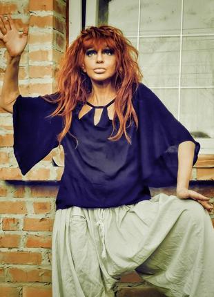 Блуза з віскози з вирізами розкльошені рукав jack бохо