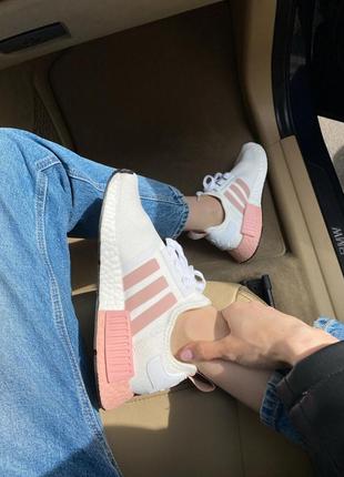 Кроссовки nmd white & pink кросівки6 фото