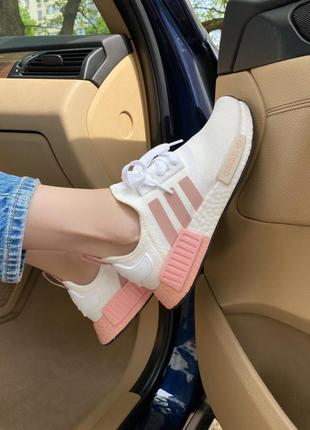 Кроссовки nmd white & pink кросівки