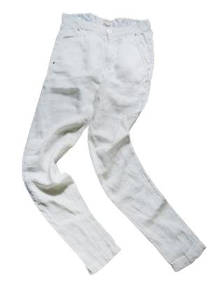 Узкие белые льняные летние брюки diesel oska massimo dutti1 фото