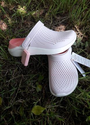 Женские crocs lite ride clog powder white4 фото