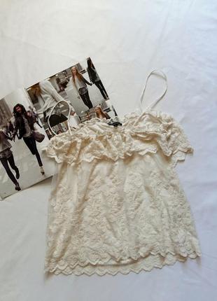 Молочный ажурный топ massimo dutti.