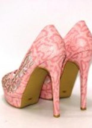 Рожеві жіночі туфлі на підборах 282-2-pink3 фото