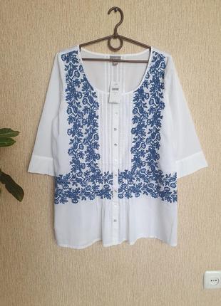 Шикарная блуза, рубашка из тончайшего хлопка , принт и вышивка j.jill, оригинал6 фото