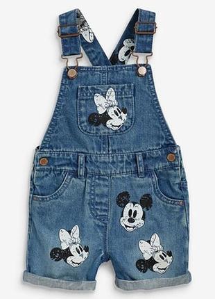 Джинсовий комбінезончик від next з mickey and minnie mouse 🔥під замовлення🔥