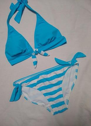 Купальник в полоску блакитний