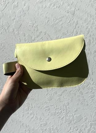 Женская поясная сумка бананка яркая летняя желтая4 фото