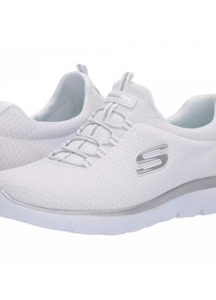 Потрясающие текстильные кроссовки американского бренда skechers summits white/silver1 фото