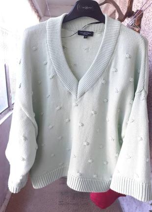 Весенний свитер нежно- мятного цвета1 фото