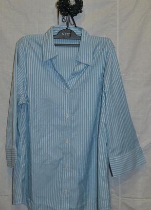 Базовая небесно-голубая рубашка в стройнящую полосочку   amalina.2 фото