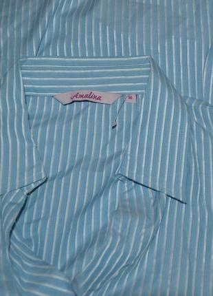 Базовая небесно-голубая рубашка в стройнящую полосочку   amalina.3 фото