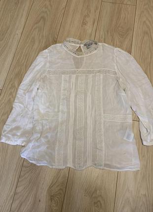 Блуза h&m стильна сорочка мереживо біла красива ошатна натуральна