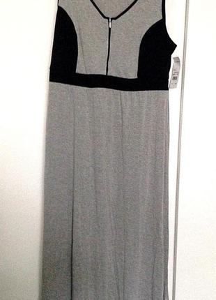 Длинное серое  платье с черными вставками (батал 3х) прямого кроя 58-62рр4 фото