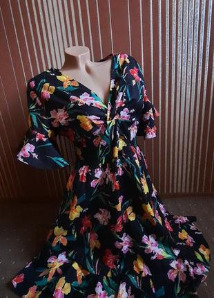 Платье на запах,сарафан в цветы1 фото