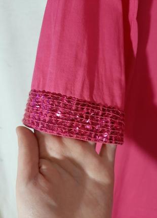 Яркая розовая туника с паетками, укороченный рукав new look4 фото