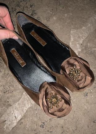 Балетки коричневые замшевые туфли2 фото