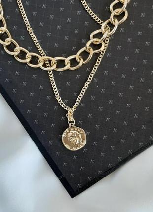 Новый хит цепочка двойная с монеткой чокер