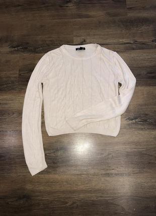 Пудровый укороченый тонкий свитерок