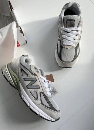 Женские кроссовки new balance 990 grey green1 фото