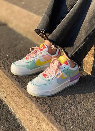 Женские кроссовки nike air force 1 shadow white diamond blue purple