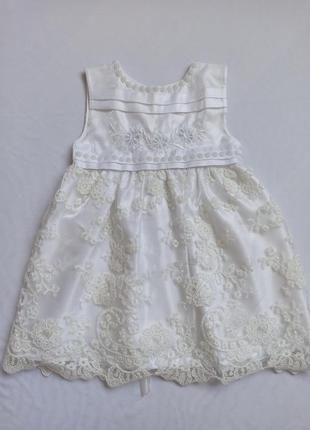Шикарное нарядное белое платье на девочку рост 92
