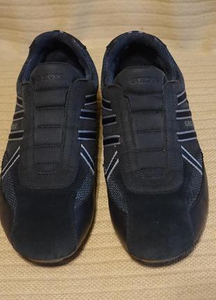 Комбинированные темно-синие фирменные  кроссовки geox respira италия 42 р.(28,5 см.)2 фото