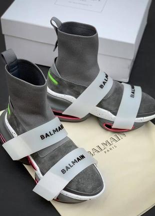 Бомбические кросівки balmain bold sock sneaker grey