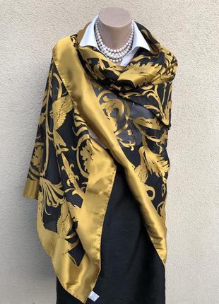 Большая шаль,косынка,хустка,платок,золотой принт,4 фото