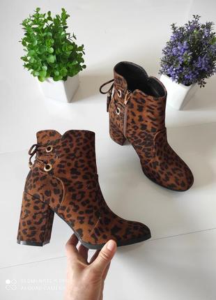 Шикарные ботинки ботильоны леопардовый принт 1+1=3