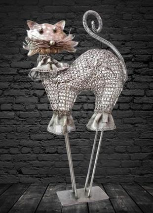 Статуэтка кот на ножках металлический ручная работа стимпанк