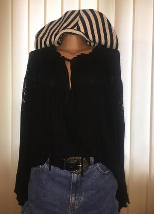 Шикарная чёрная блуза с кружевом hagel2 фото