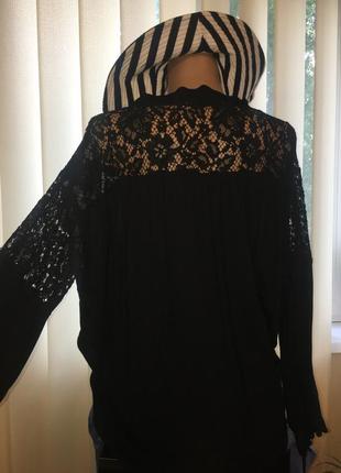 Шикарная чёрная блуза с кружевом hagel4 фото